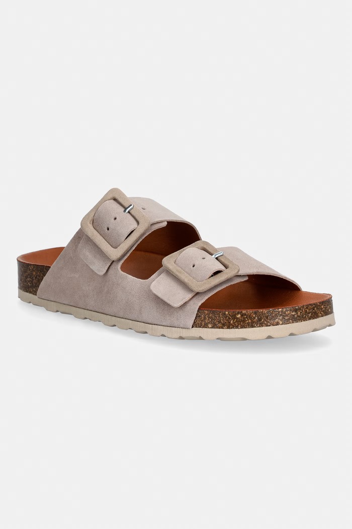 Verbenas чехли дамски от велур RANDEL VELOUR бежов 3301870268.PIEDRA