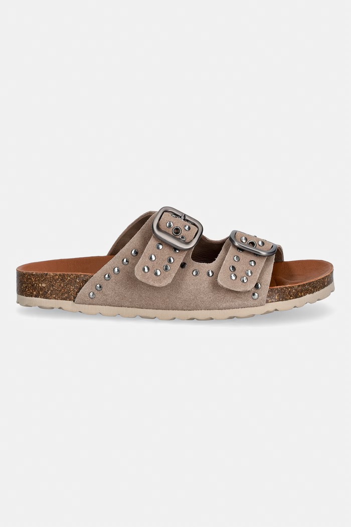 Verbenas чехли дамски от велур RANDEL SERRAJE TACHAS NAT 3301871146.PIEDRA кафяв SS26