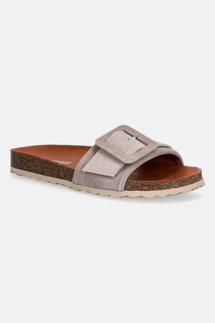 Verbenas klapki damskie zamszowe REIKO VELOUR beżowy 3304020268.PIEDRA
