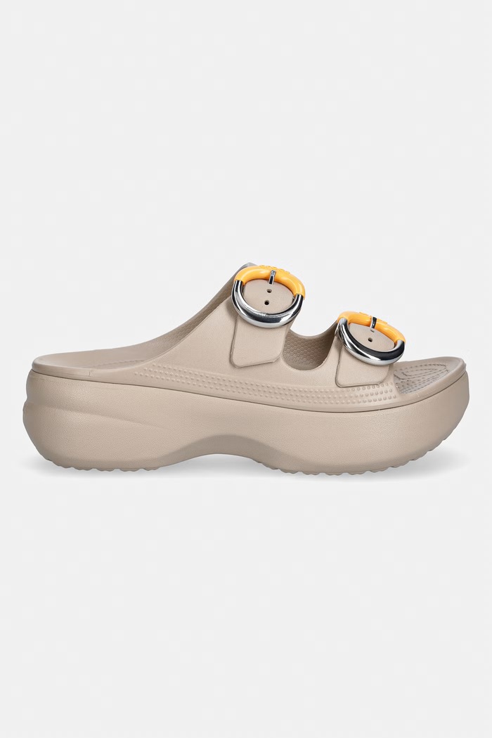 Crocs σαγιονάρες Στην πλατφόρμα Γυναικεία Saturday Platform Dipped Buckle Sandal 213246.2NM μπεζ SS26
