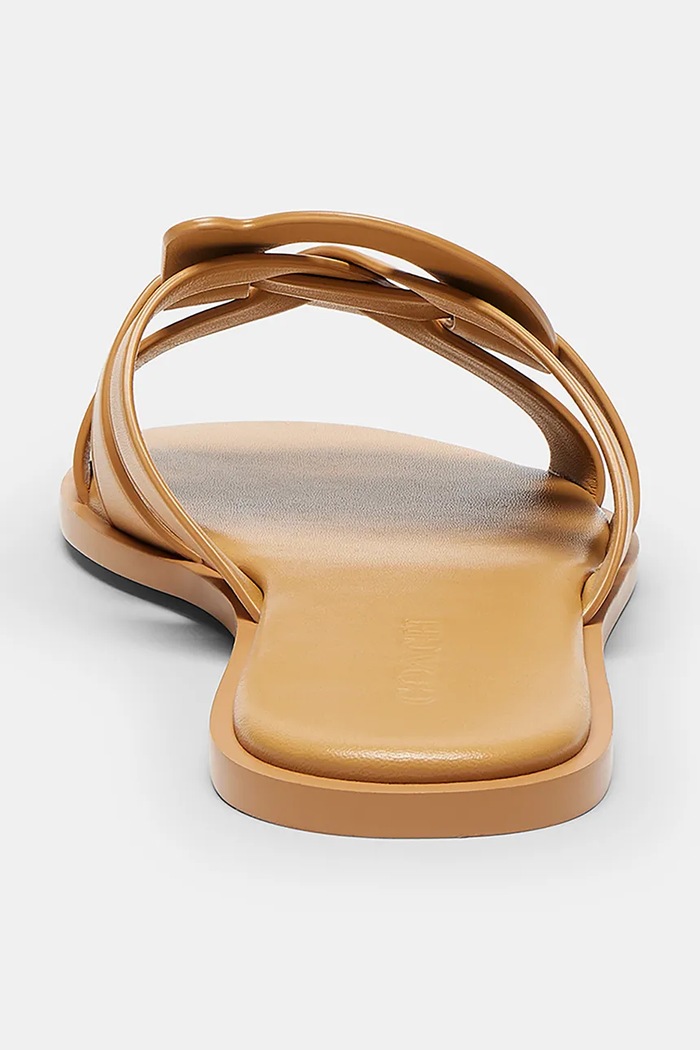 Obuwie Coach klapki z odkrytymi palcami damskie skórzane Lena Leather Slide Sandal CDE78.BIC beżowy