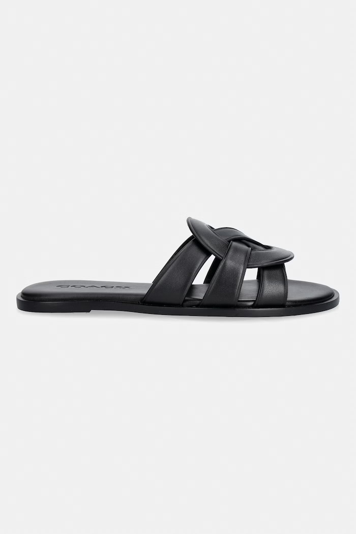 Coach σαγιονάρες γυναικείες δερμάτινες Lena Leather Slide Sandal CDE78.BLK μαύρο SS26