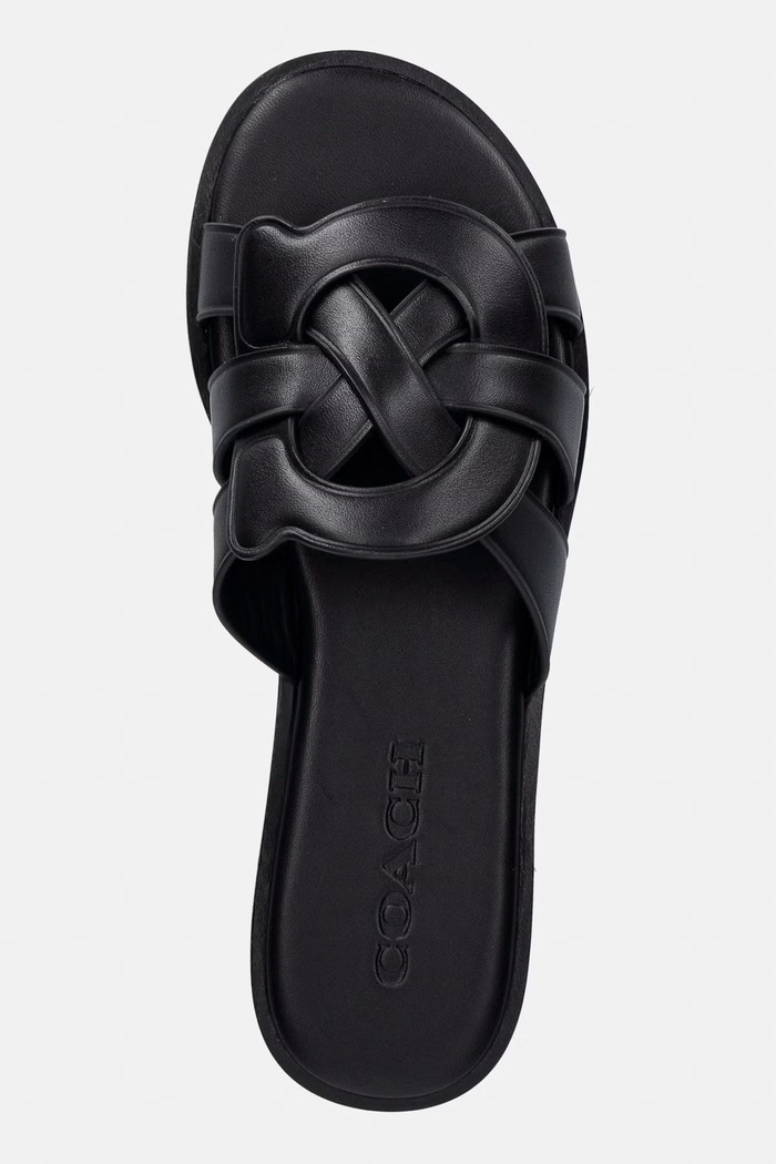 Coach σαγιονάρες γυναικείες δερμάτινες Lena Leather Slide Sandal μαύρο CDE78.BLK