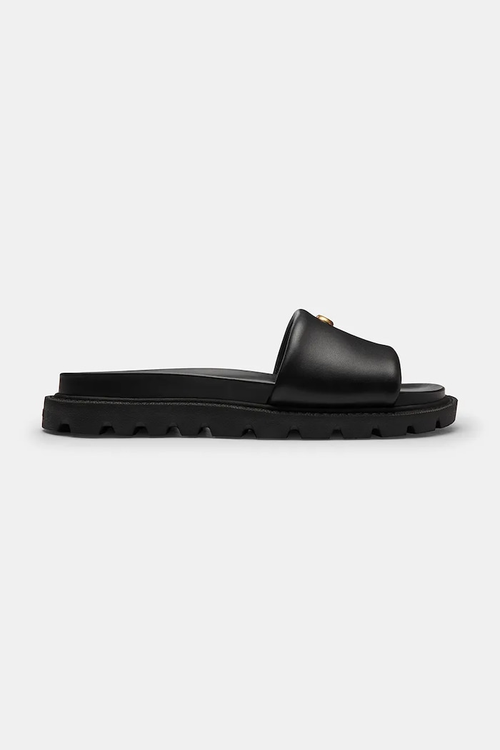 Coach šľapky na plochom podpätku dámske kožené Brynn Leather Slide Sandal čierna CEF50.BLK