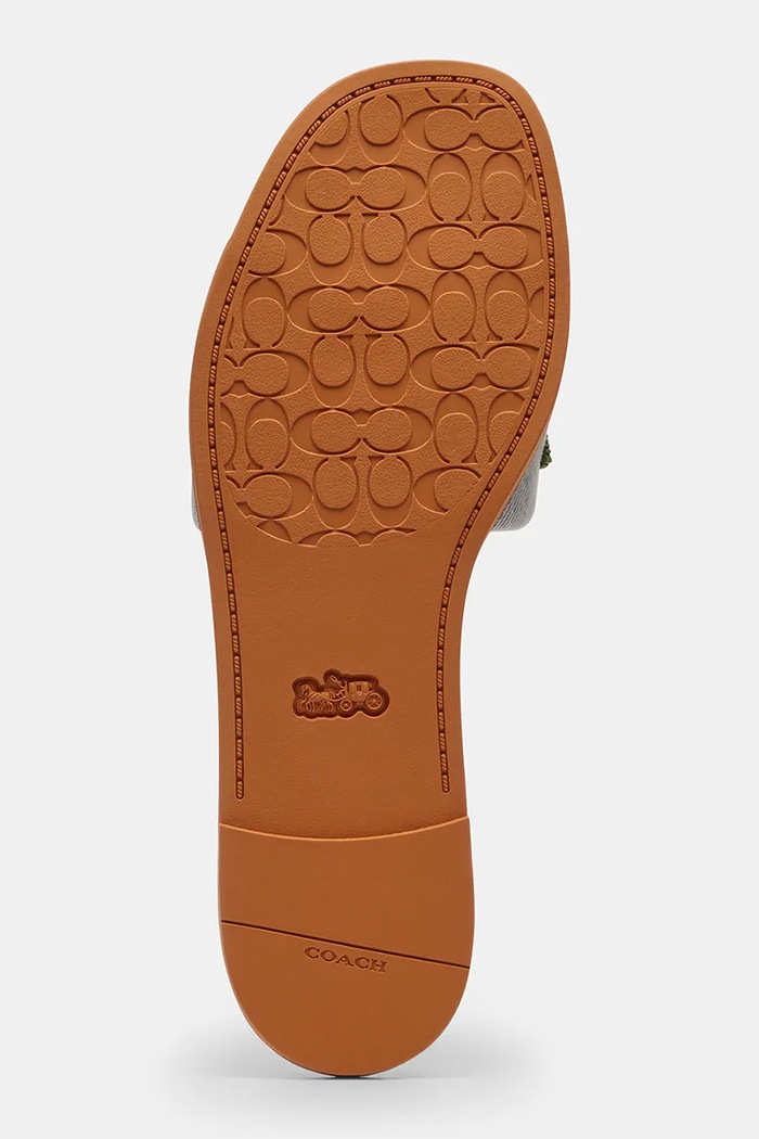 Coach šľapky na plochom podpätku dámske bavlnené Holly Denim Cherries Sandal CEG69.DEI modrá