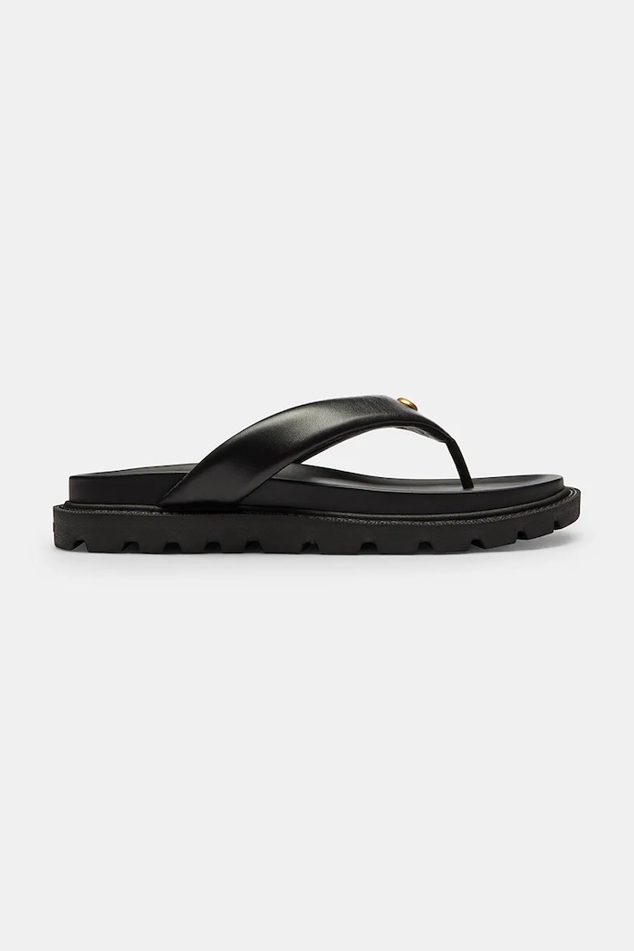 Coach σαγιονάρες δίχαλο Γυναικεία δερμάτινες Brynn Leather Thong Sandal μαύρο CEF54.BLK