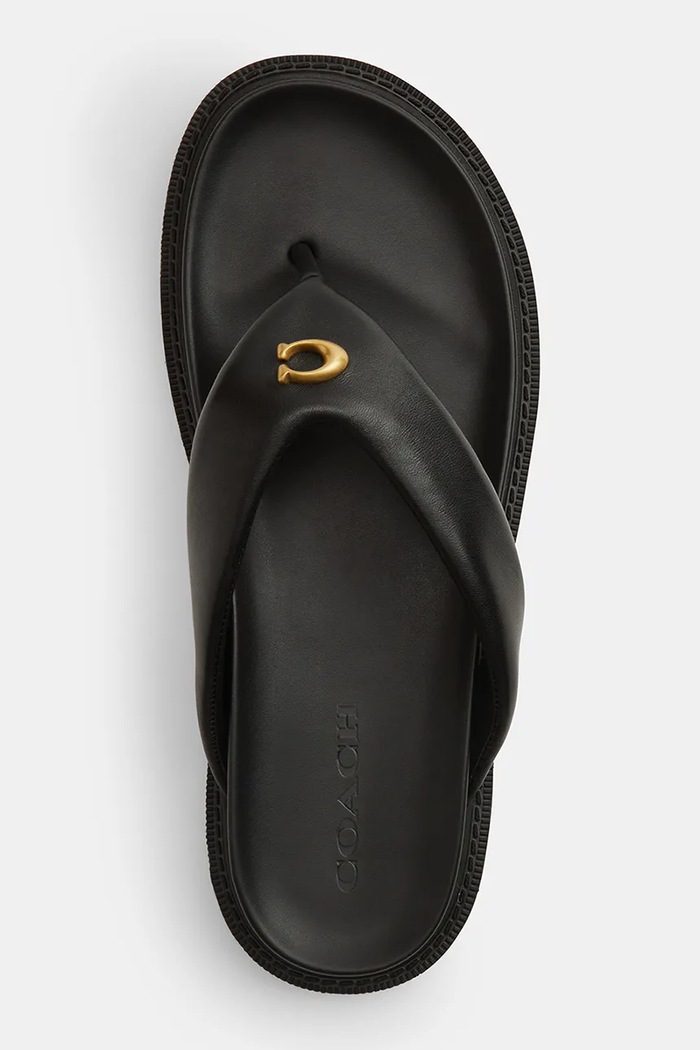 Coach σαγιονάρες δίχαλο Γυναικεία δερμάτινες Brynn Leather Thong Sandal μαύρο CEF54.BLK