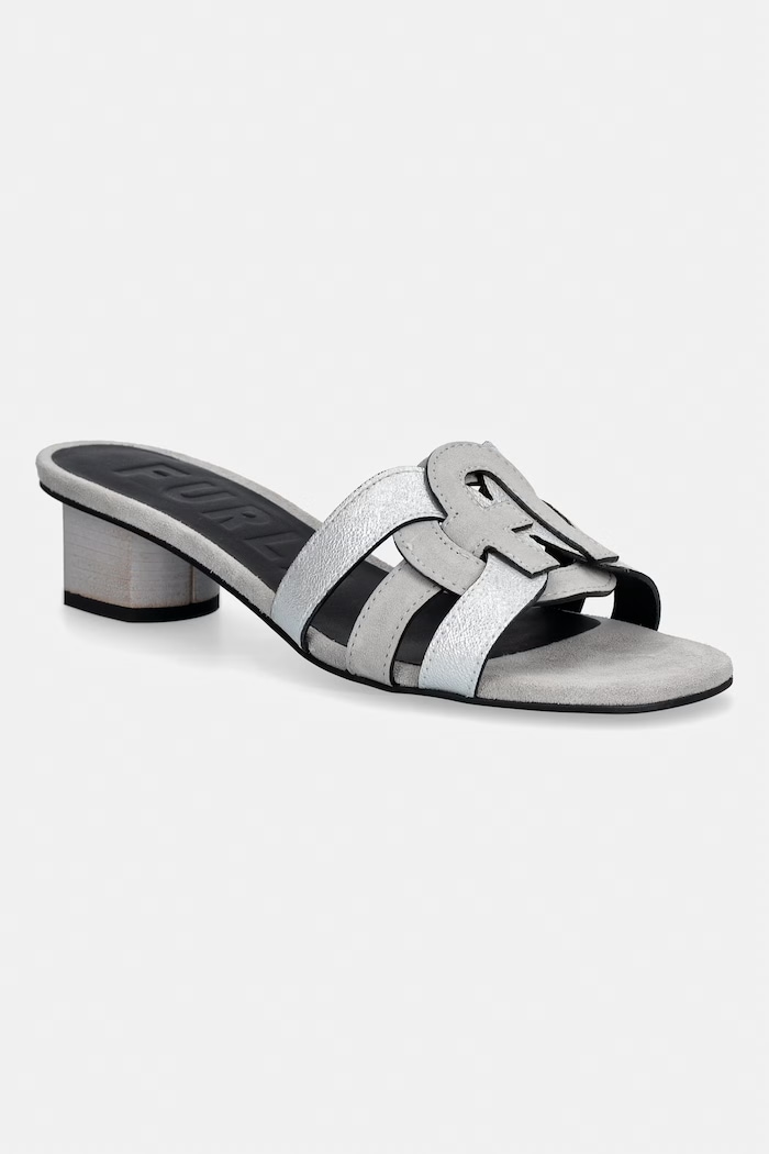 Furla papuci cu toc jos pentru femei, din piele Cilindro gri YL25CIL.BX4523.4976S