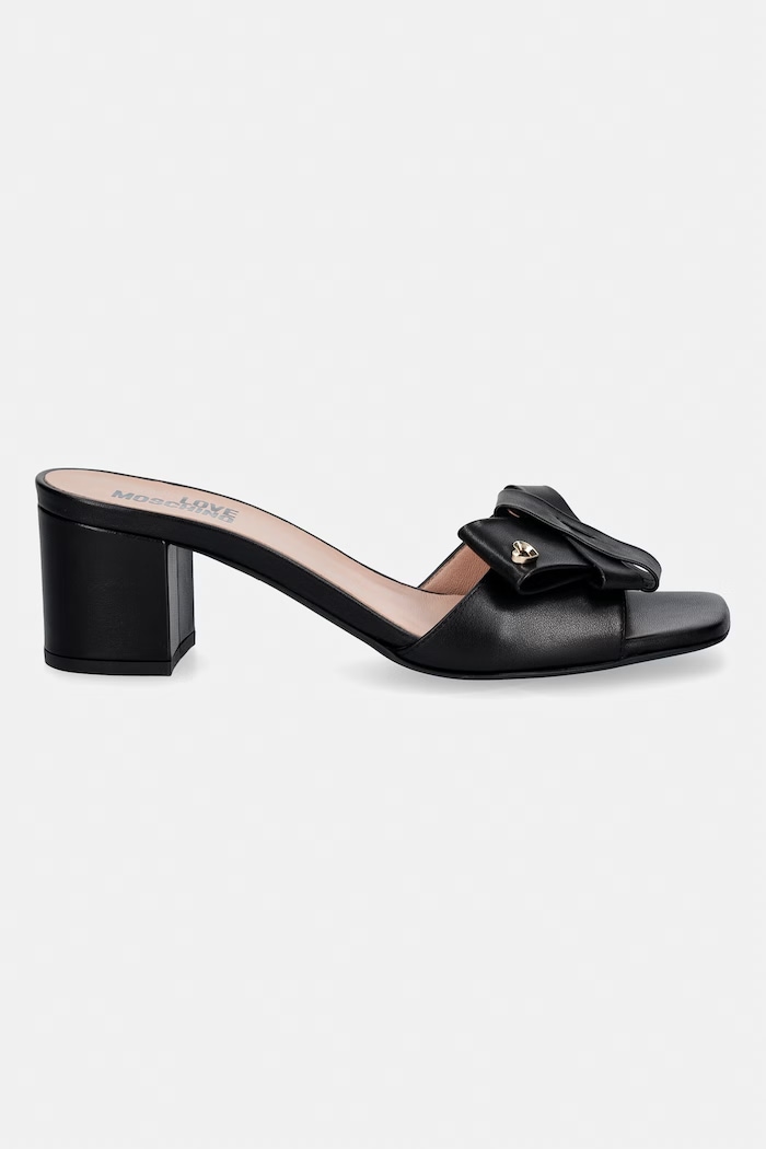 Love Moschino šľapky na podpätku dámske kožené JA28115G0OIE0000 čierna SS26