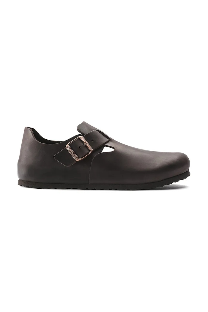 Birkenstock London pantofi cu degetele acoperite pentru femei din piele maro 166533.