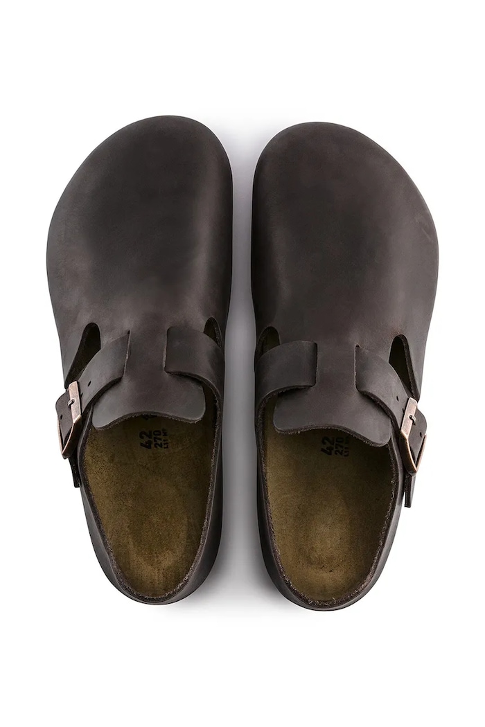 Birkenstock London pantofi cu degetele acoperite pentru femei din piele 166533. maro