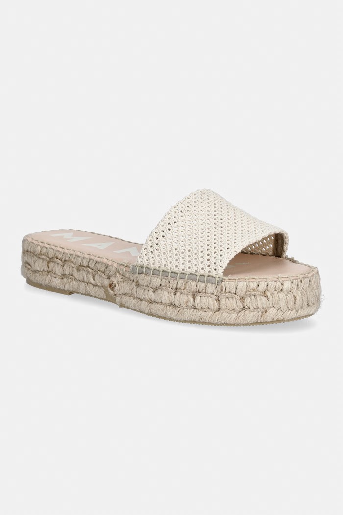 Manebi klapki damskie Cream Net Espadrilles Sandals beżowy H.3.0.DS
