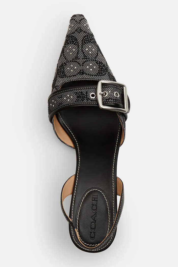 Coach δερμάτινες γόβες στιλέτο Margot Crystal Signature μαύρο CCV94.BLK