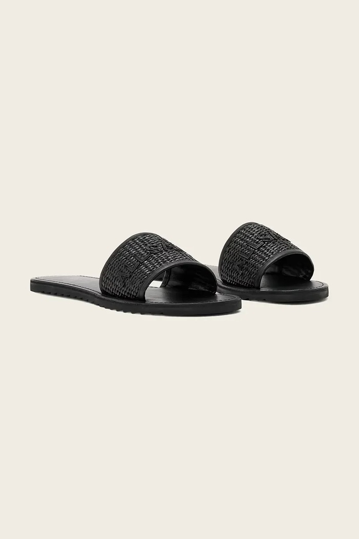 AllSaints sandále dámske kožené Hoxton Slider W121FE čierna SS26