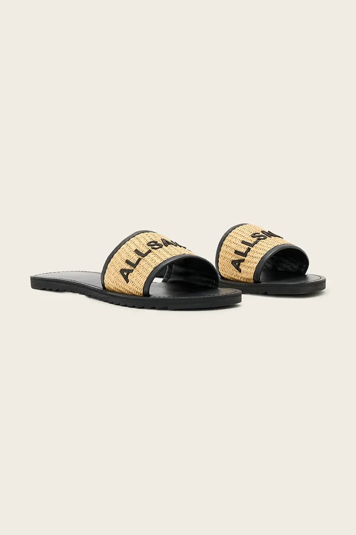 AllSaints sandále dámske kožené Hoxton Slider W121FE.NAT čierna SS26