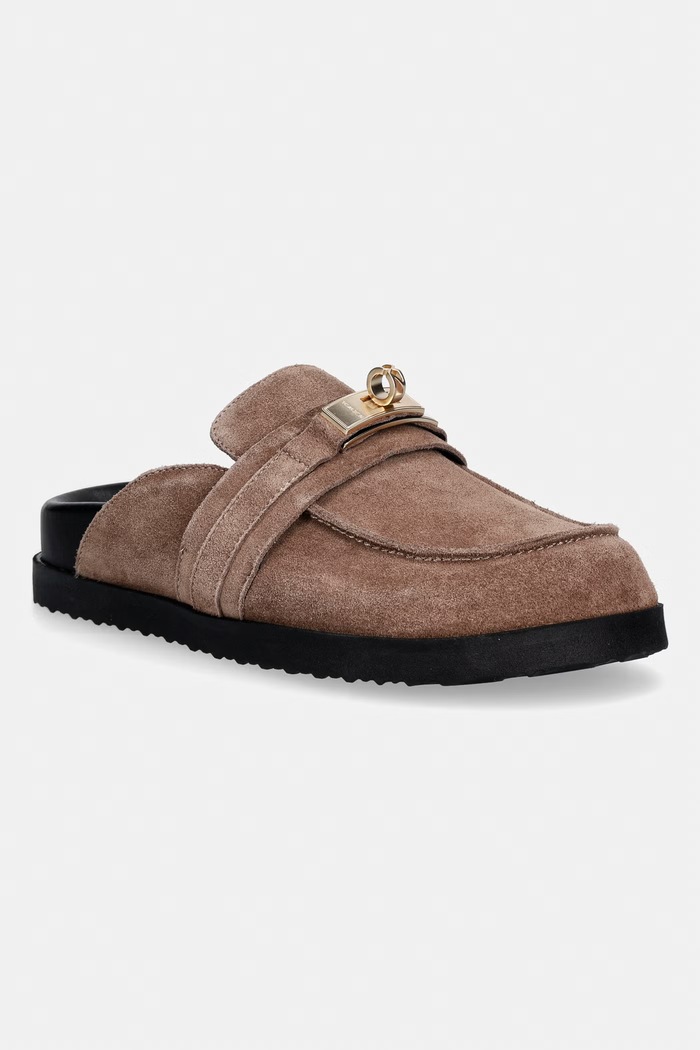 Nokwol papuci pentru femei din piele întoarsă Tammy Mushroom Suede maro Tammy.Mushroom.Suede