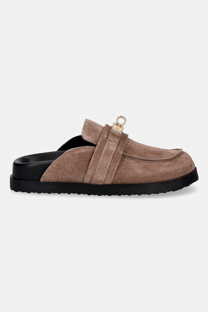 Nokwol papuci pentru femei din piele întoarsă Tammy Mushroom Suede Tammy.Mushroom.Suede maro SS26