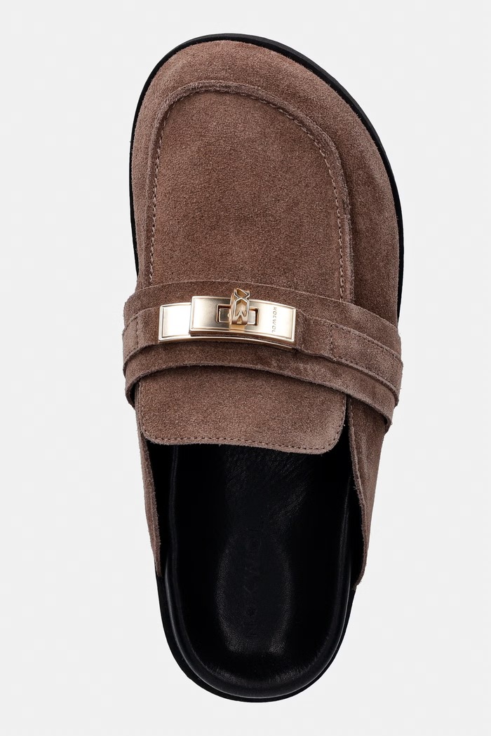 Nokwol papuci pentru femei din piele întoarsă Tammy Mushroom Suede maro Tammy.Mushroom.Suede