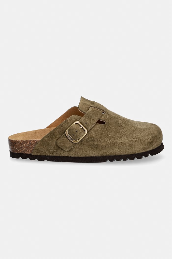 Scholl šľapky so zakrytými prstami dámske semišové FAE F321981147 zelená SS26