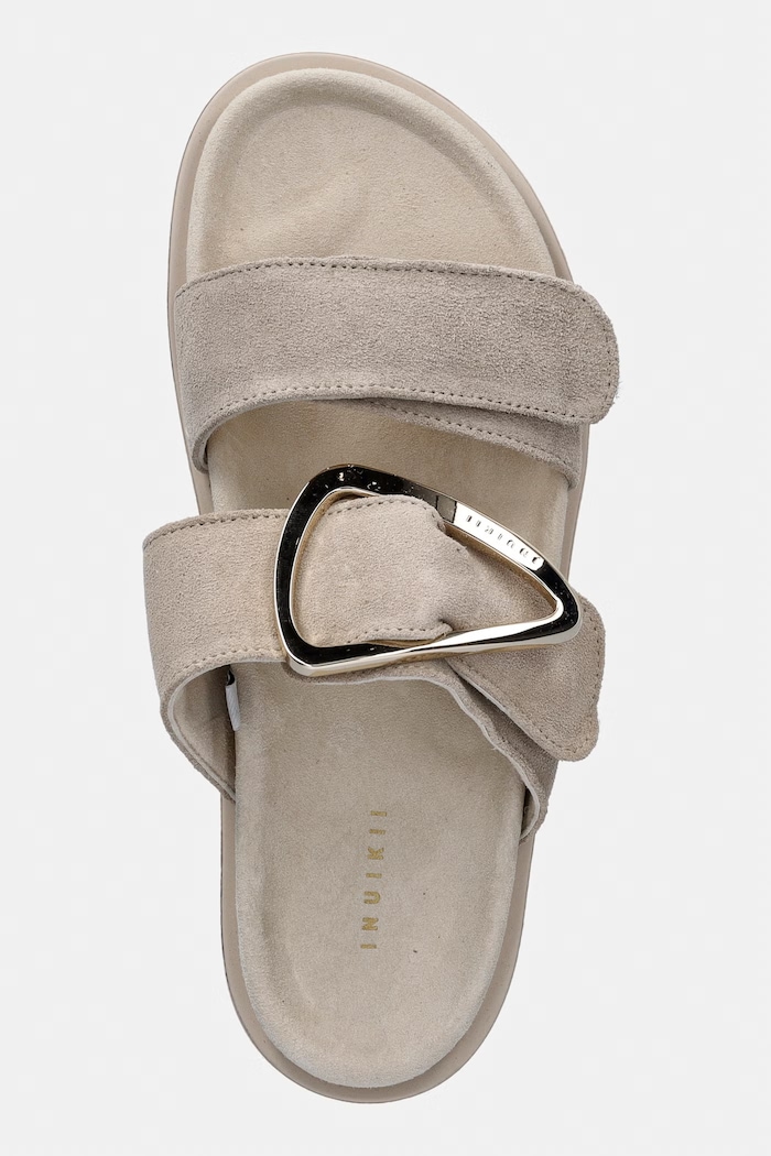 Inuikii klapki damskie zamszowe Dreamer Buckle beżowy 1004.003.0661.030