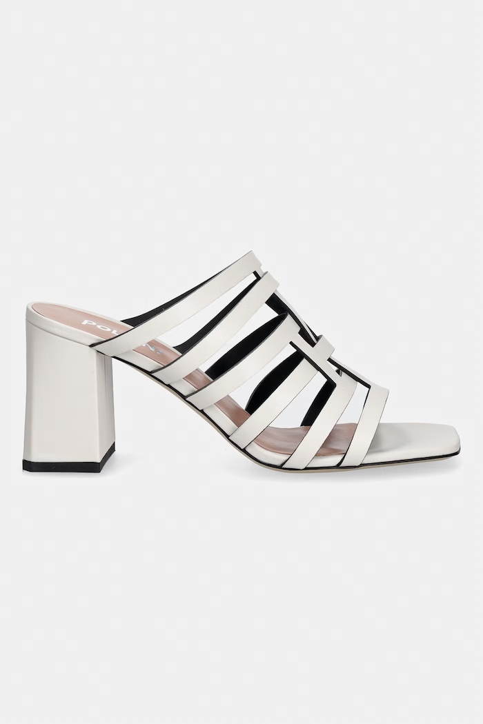 Pollini papuci cu toc pentru femei, din piele SA28227M0OTQ0101 bej SS26