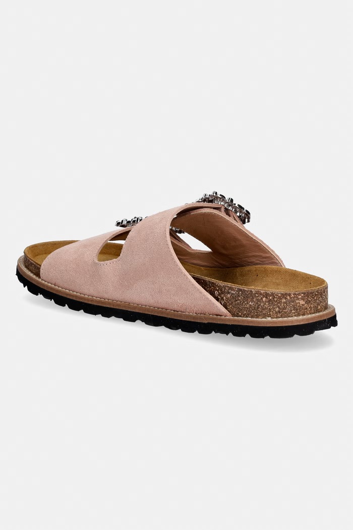 Boty Pollini pantofle s odkrytými prsty dámské semišové SA28373G0OTF0609 béžová