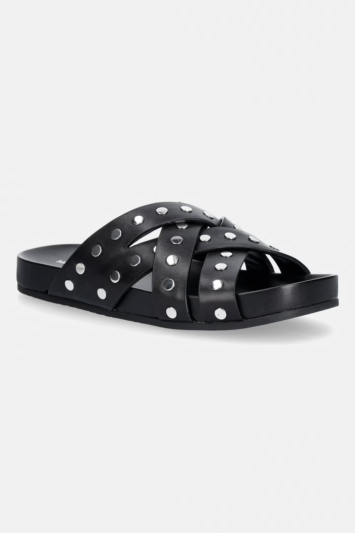 MICHAEL Michael Kors šľapky dámske kožené Irene Flat Sandal čierna 40S5IRFS5L.001