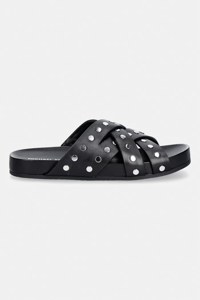 MICHAEL Michael Kors šľapky dámske kožené Irene Flat Sandal 40S5IRFS5L.001 čierna SS26