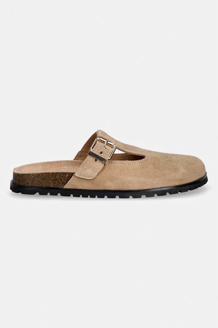 Steve Madden klapki mules damskie zamszowe Atticus 11005359.275 beżowy SS26