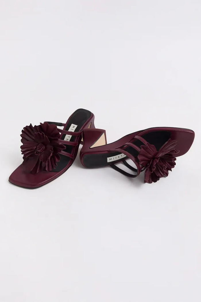 Miista papuci cu călcâiul deschis pentru femei, din piele Hara MI.6123 burgundia SS26