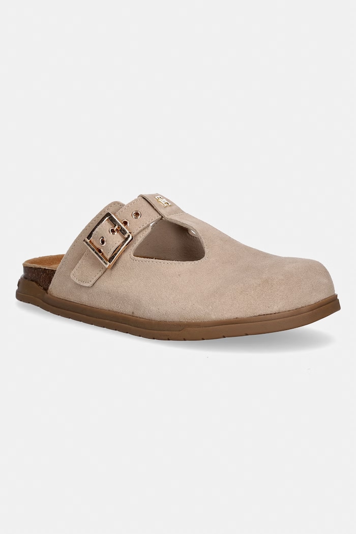 Tommy Hilfiger papuci mocasini pentru copii, din piele întoarsă bej T3A2.34310