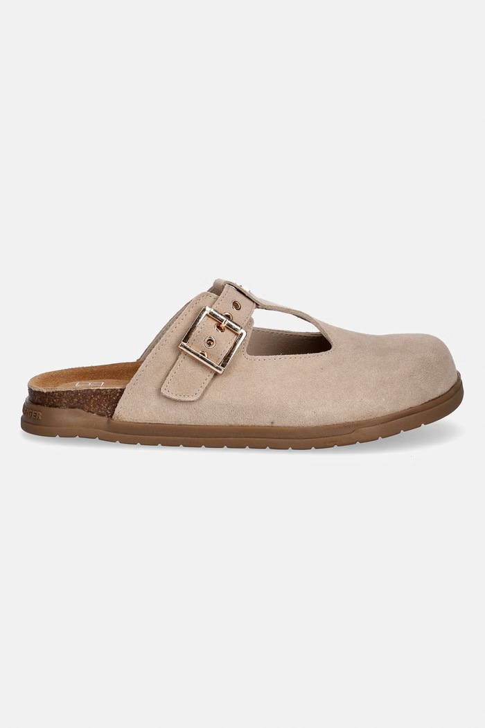 Tommy Hilfiger papuci mocasini pentru copii, din piele întoarsă T3A2.34310 bej SS26