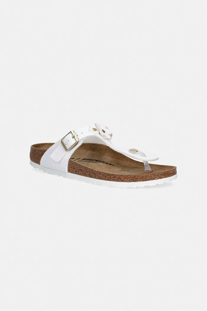 Birkenstock infradito per bambini Gizeh Kids Flowers BF finta pelle fiore bianco 1029532.36.39