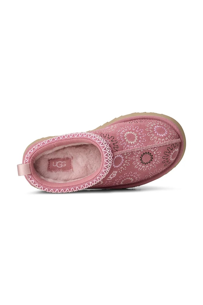 UGG papuci din piele întoarsă pentru copii TAZZ SUN STITCH 1175210K roz