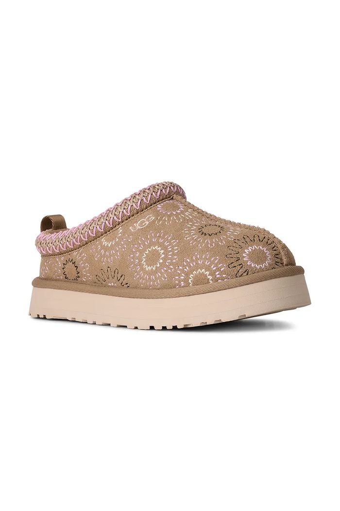 UGG papuci din piele întoarsă pentru copii TAZZ SUN STITCH 1175210K bej SS26