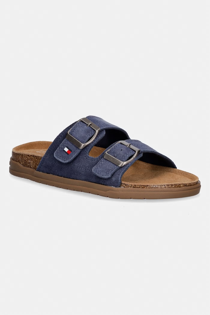 Tommy Hilfiger šľapky detské semišové tmavomodrá T3X2.34396