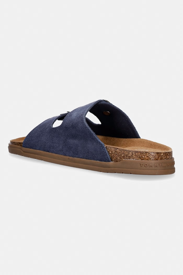 Chlapec Tommy Hilfiger šľapky detské semišové T3X2.34396 tmavomodrá