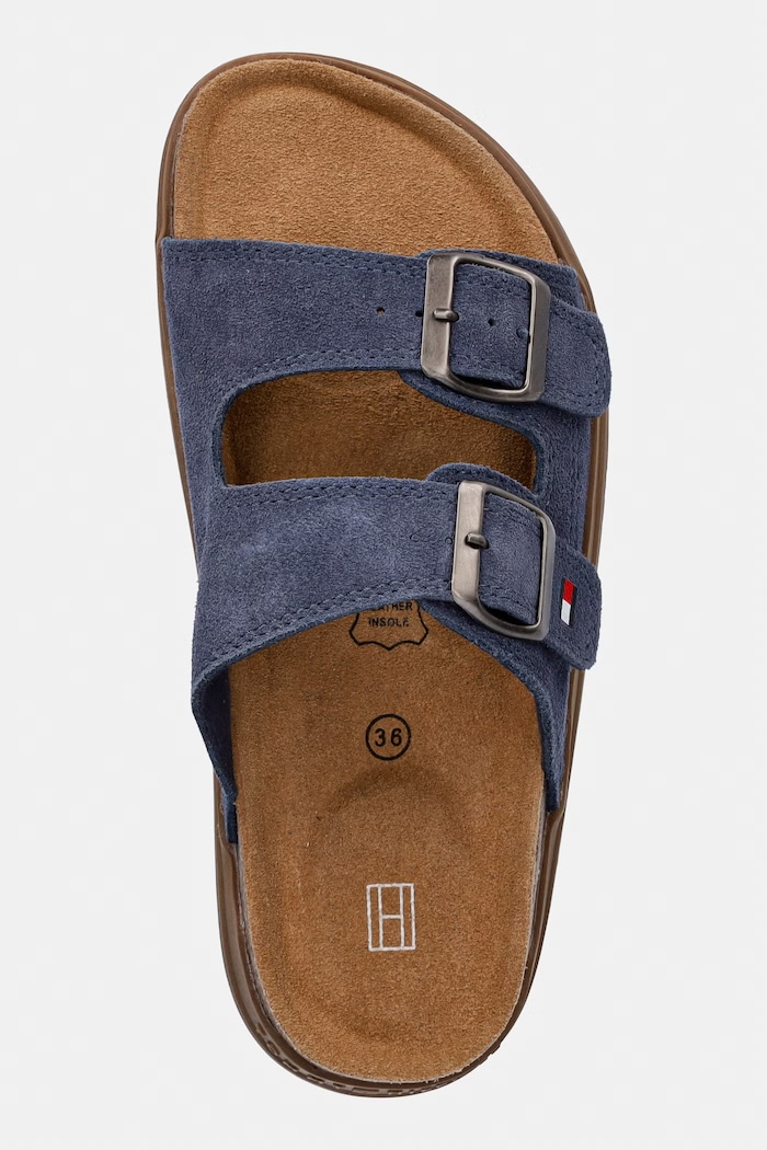 Tommy Hilfiger šľapky detské semišové tmavomodrá T3X2.34396
