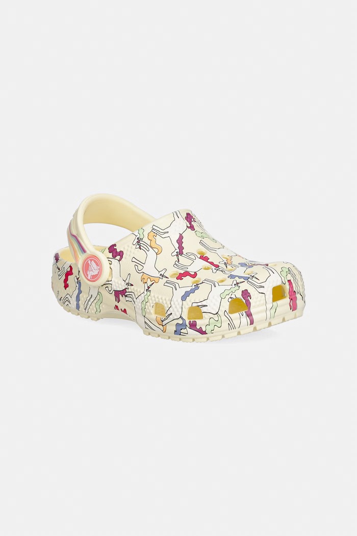 Crocs șlapi copii CLASSSIC UNICORN GRAPHIC CLOG T galben 212515.CROCS.CLASSSIC.U