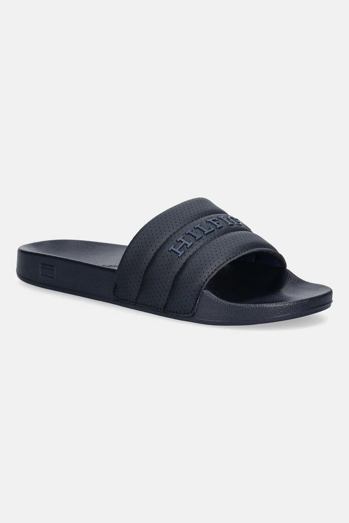 Tommy Hilfiger klapki PAD PERF POOL SLIDE granatowy FM0FM05709