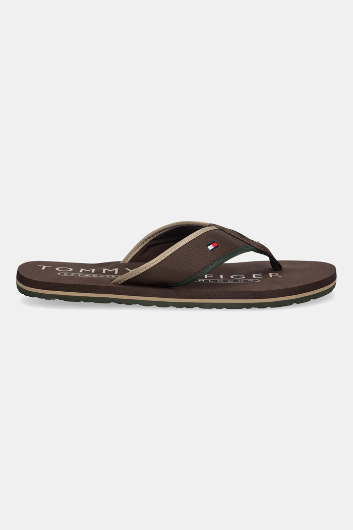Žabky Tommy Hilfiger TUMBLE BEACH SANDAL FM0FM05710 hnědá SS26
