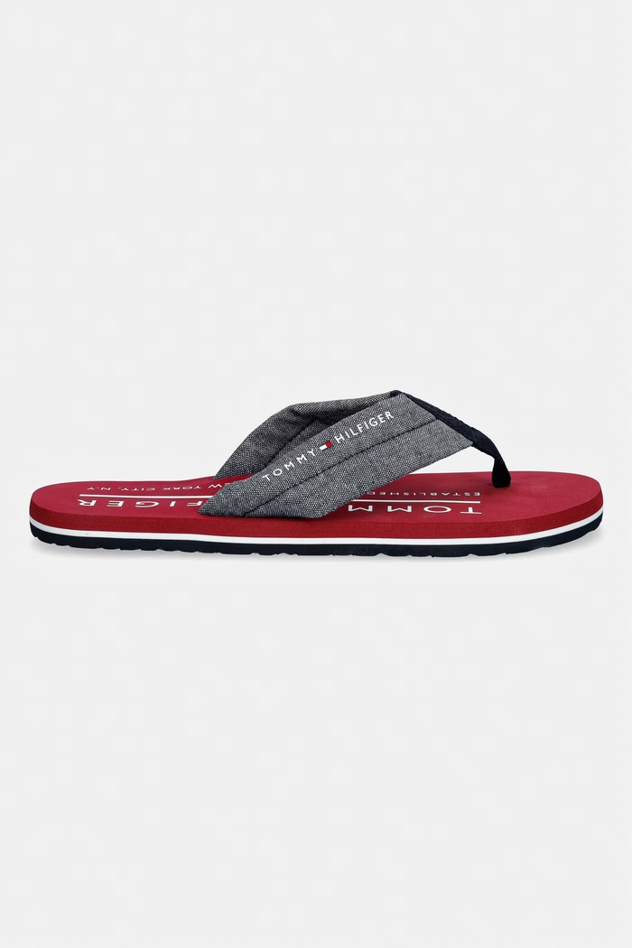 Tommy Hilfiger Férfi tangapapucs HILFIGER CHAMBRAY BEACH SANDAL FM0FM05751 piros SS26