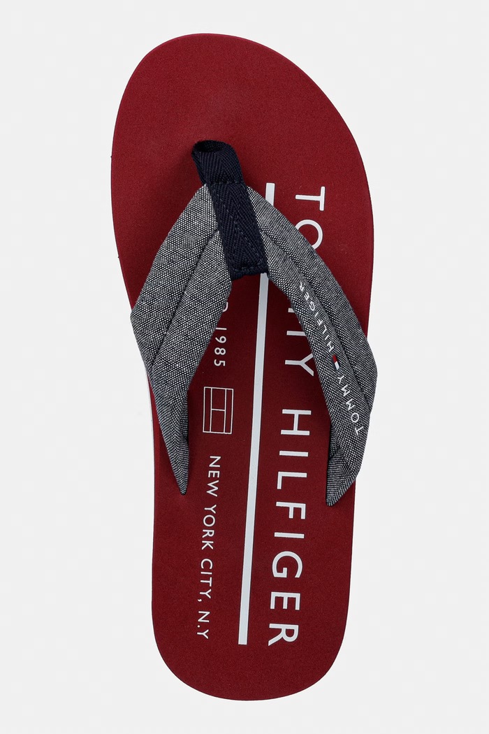 Férfi tangapapucs HILFIGER CHAMBRAY BEACH SANDAL Tommy Hilfiger FM0FM05751 piros