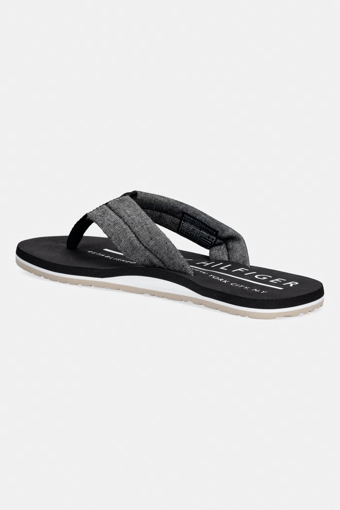 Obuwie Tommy Hilfiger japonki męskie HILFIGER CHAMBRAY BEACH SANDAL FM0FM05751 czarny