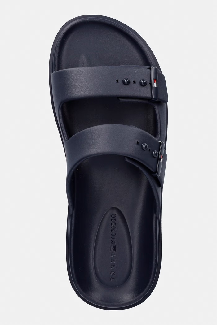 Pánske šľapky Tommy Hilfiger LIGHT ADJUSTABLE POOL SLIDER tmavomodrá FM0FM05757