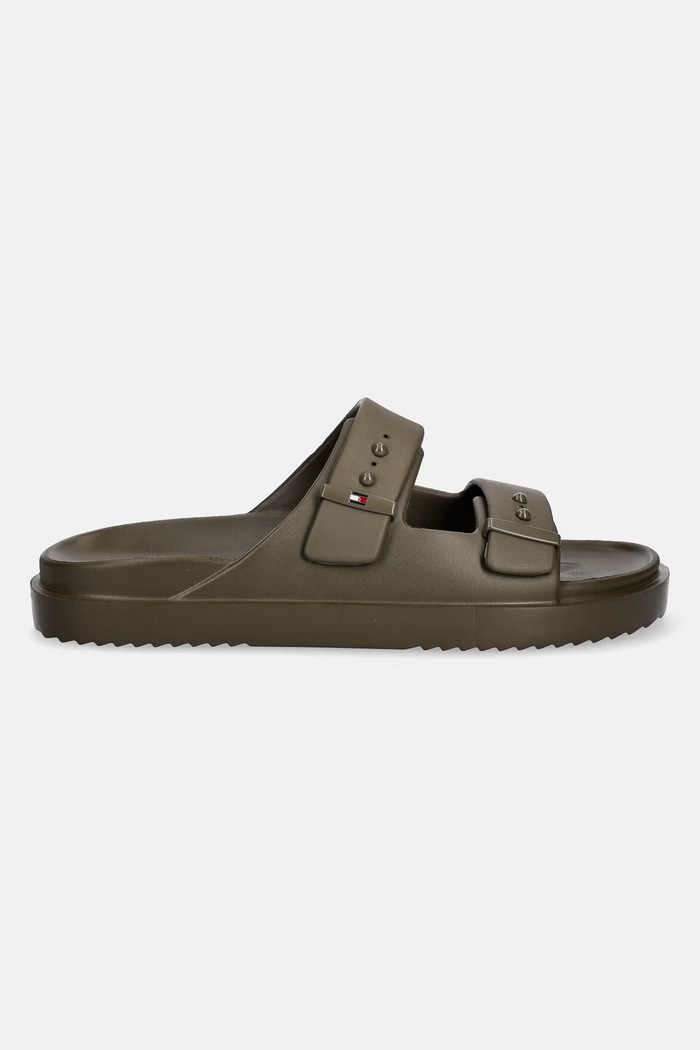Tommy Hilfiger papuci pentru piscină pentru bărbați LIGHT ADJUSTABLE POOL SLIDER FM0FM05757 verde SS26