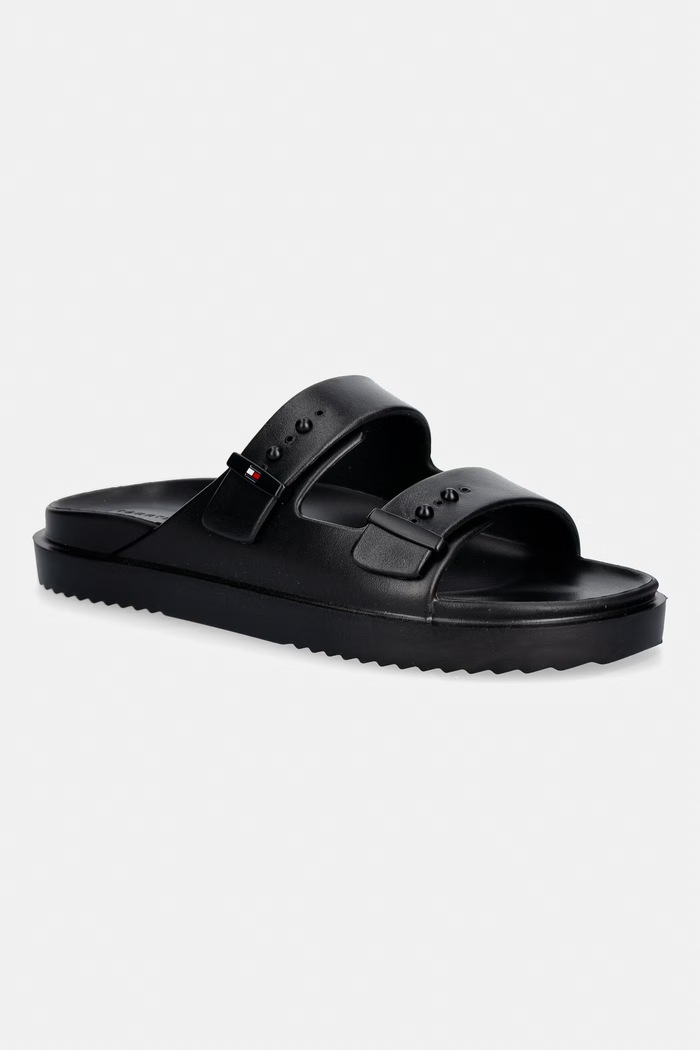 Tommy Hilfiger papuci pentru piscină pentru bărbați LIGHT ADJUSTABLE POOL SLIDER negru FM0FM05757