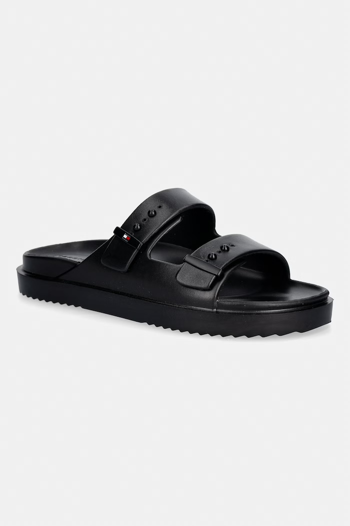 Tommy Hilfiger papuci pentru piscină pentru bărbați LIGHT ADJUSTABLE POOL SLIDER negru FM0FM05757