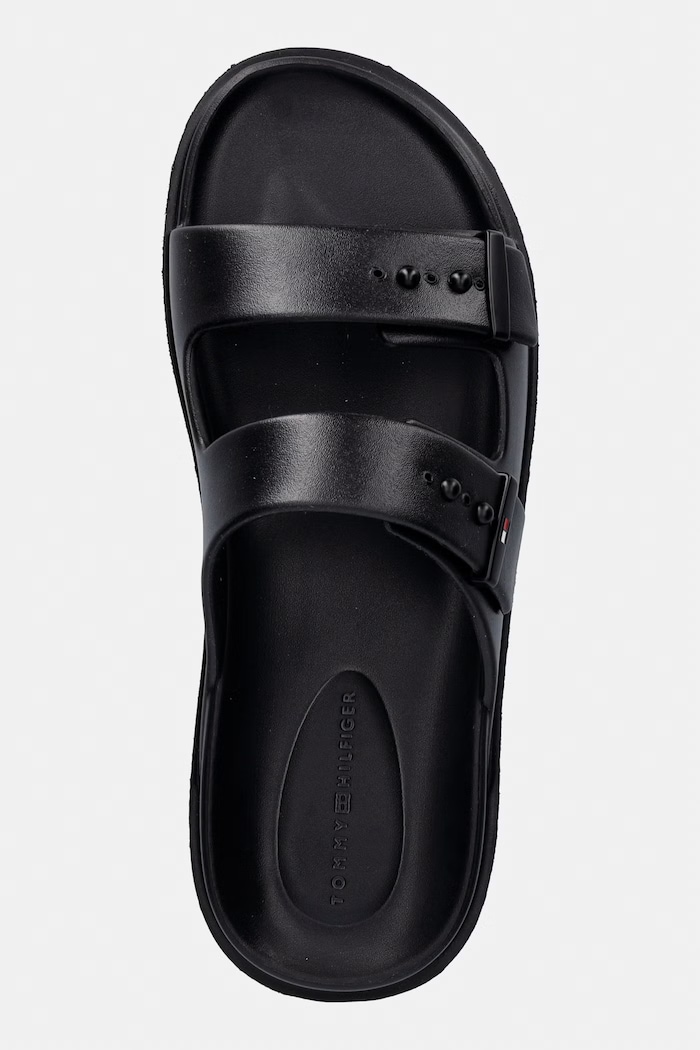 Tommy Hilfiger papuci pentru piscină pentru bărbați LIGHT ADJUSTABLE POOL SLIDER negru FM0FM05757