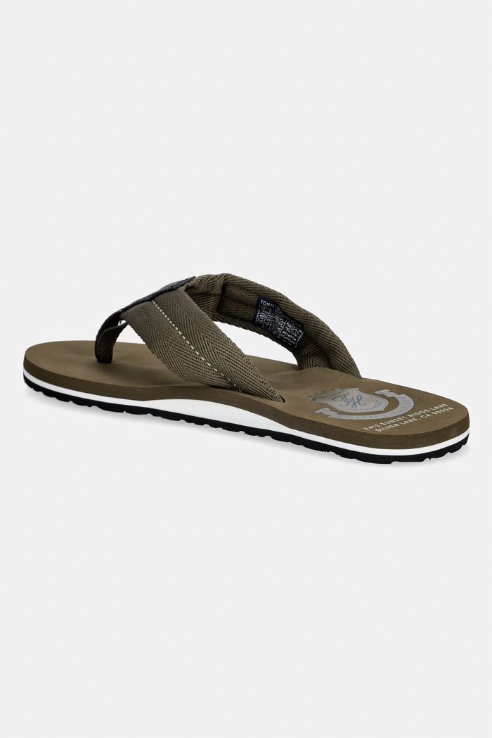 Încălțăminte Tommy Hilfiger șlapi pentru bărbați PATCH HILFIGER BEACH SANDAL FM0FM05804 verde